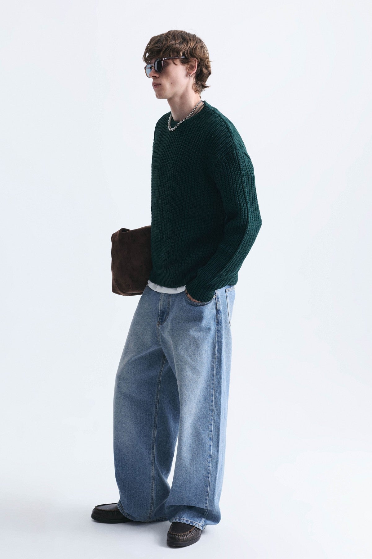Oversized Solid-Color Knit Sweater