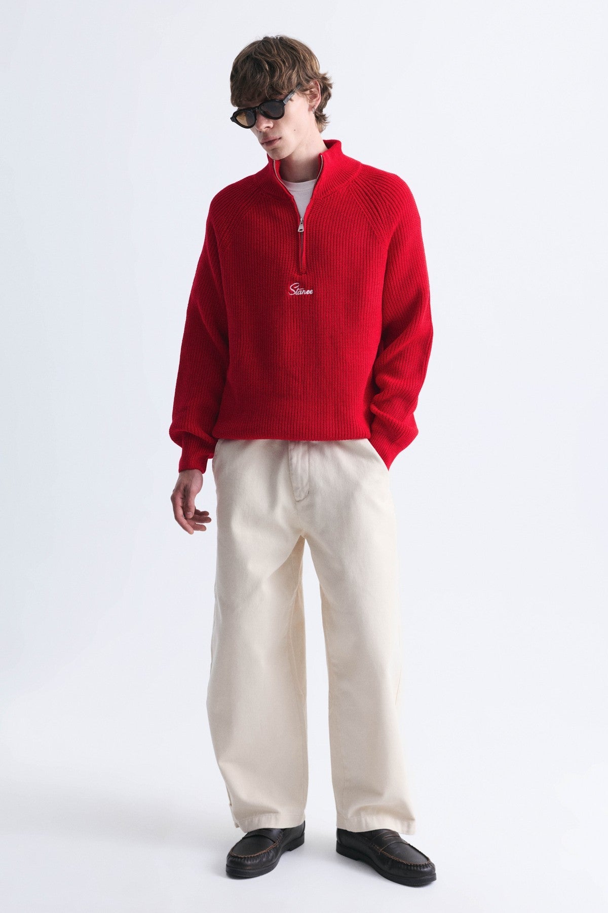 Zip-Up Stand-Up Collar Sweatshirt