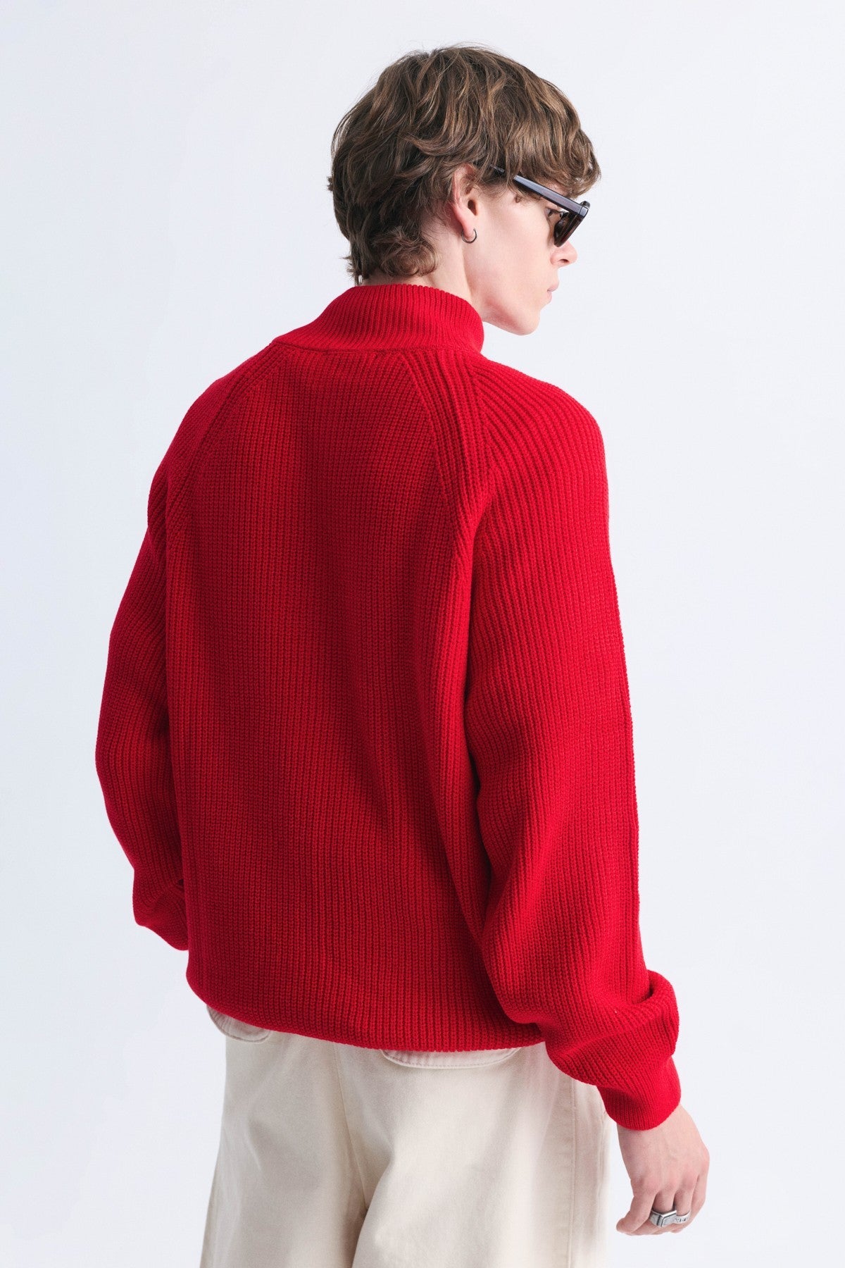 Zip-Up Stand-Up Collar Sweatshirt
