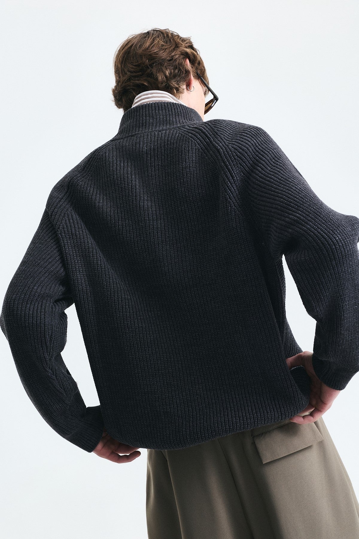 Zip-Up Stand-Up Collar Sweatshirt