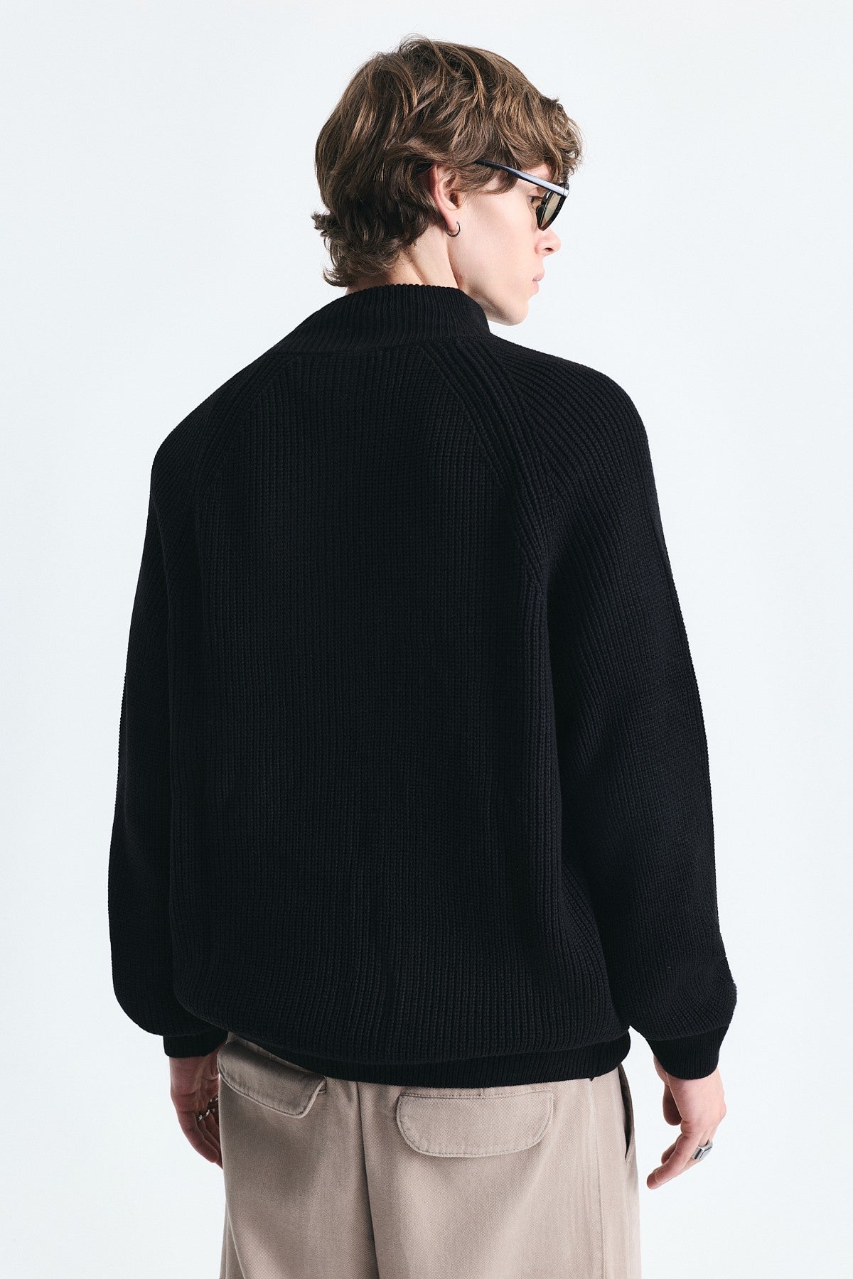 Zip-Up Stand-Up Collar Sweatshirt
