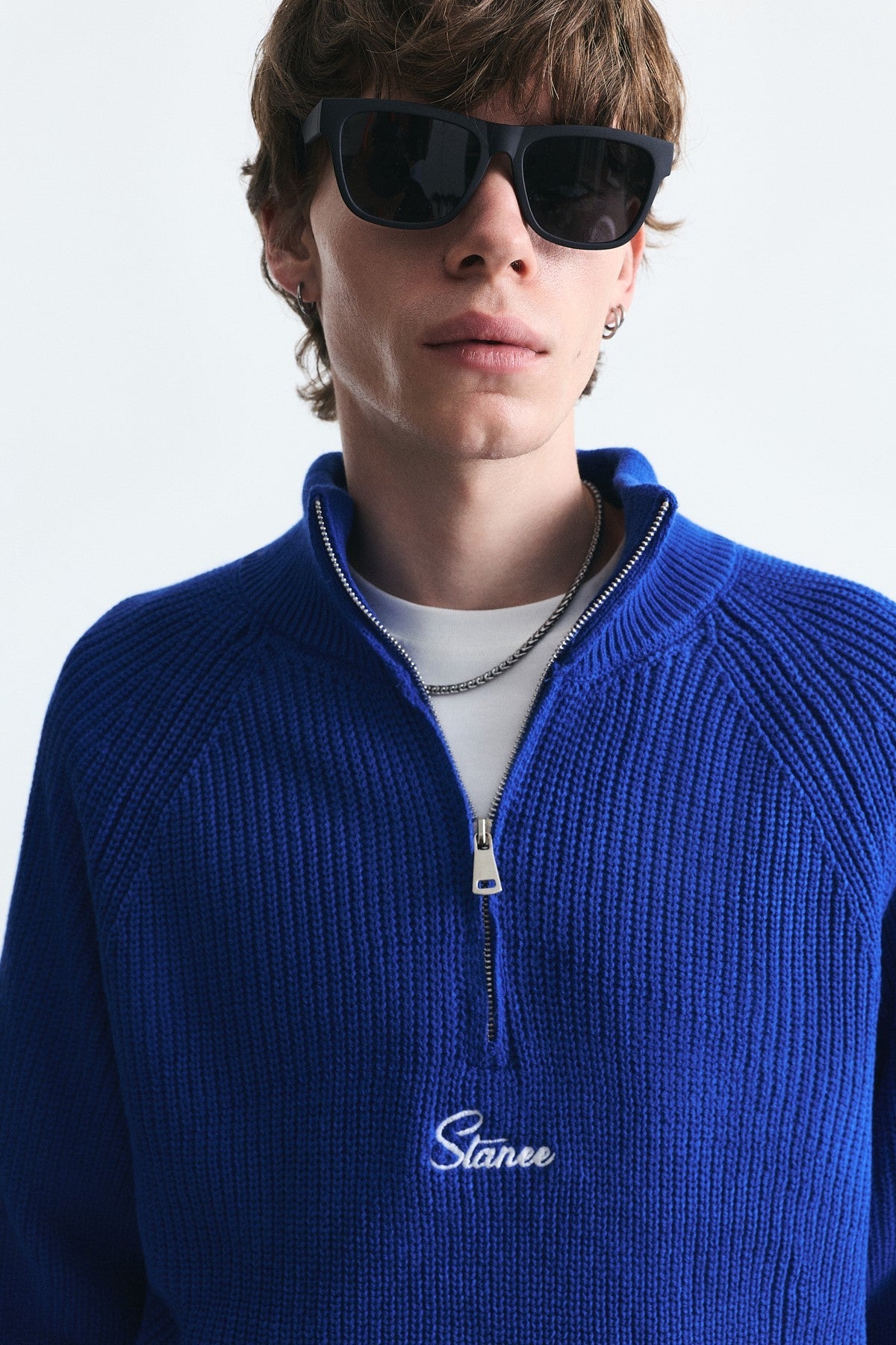 Zip-Up Stand-Up Collar Sweatshirt