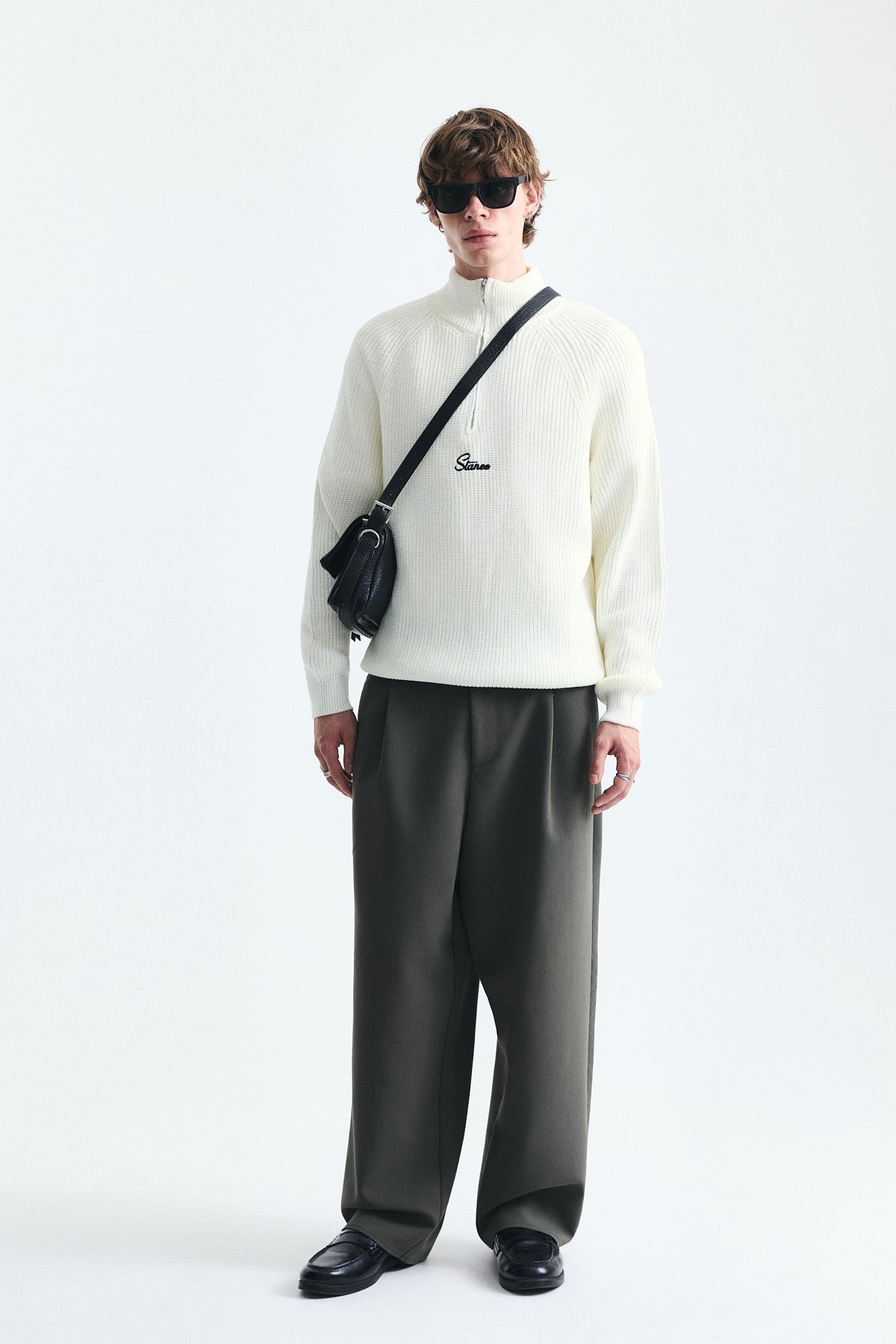 Zip-Up Stand-Up Collar Sweatshirt