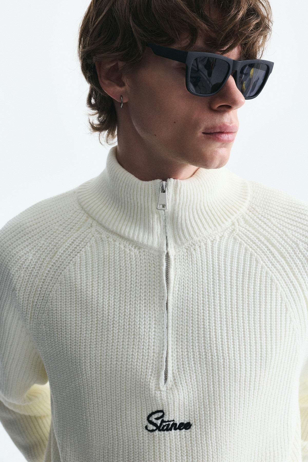 Zip-Up Stand-Up Collar Sweatshirt