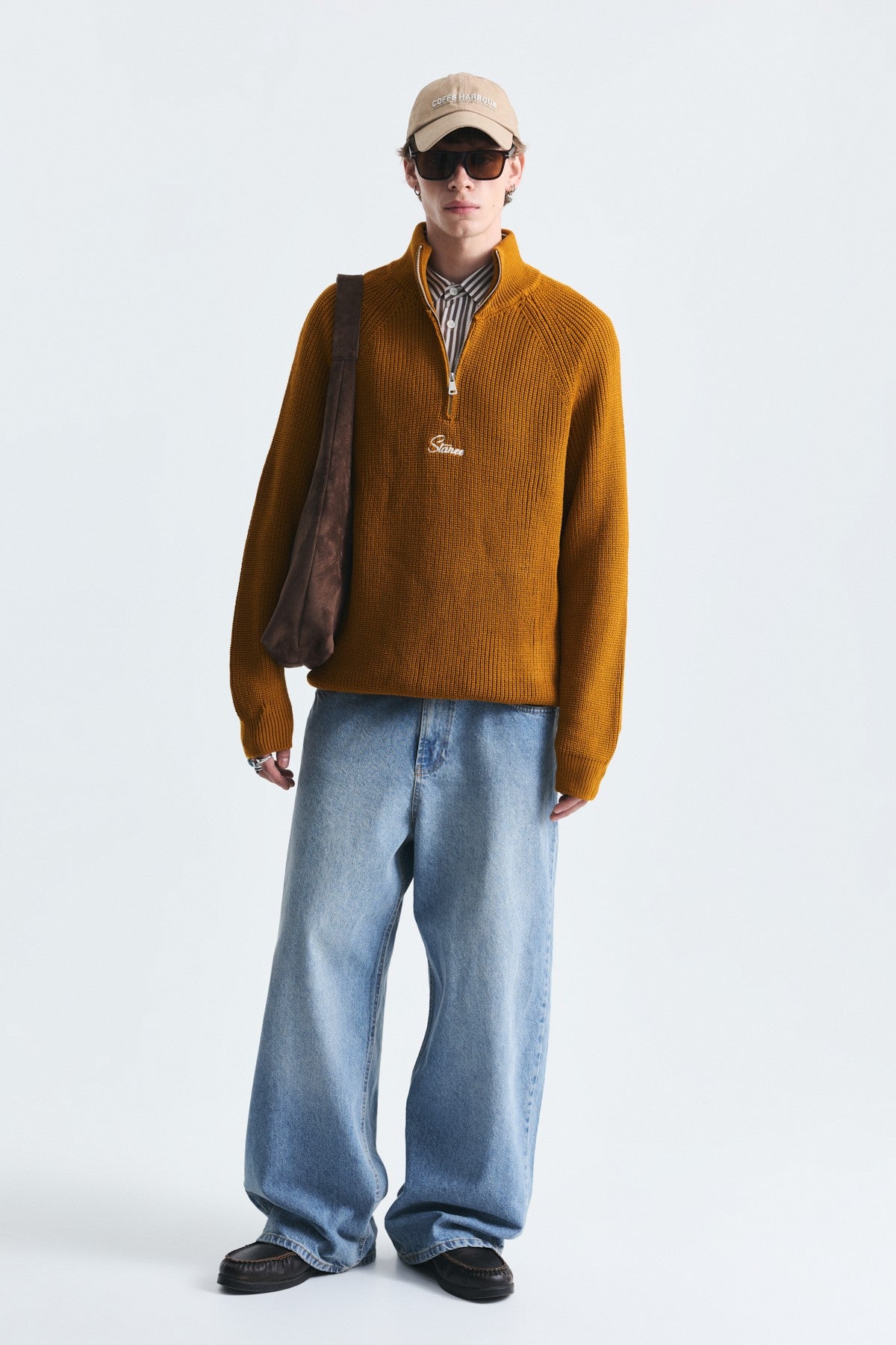 Zip-Up Stand-Up Collar Sweatshirt