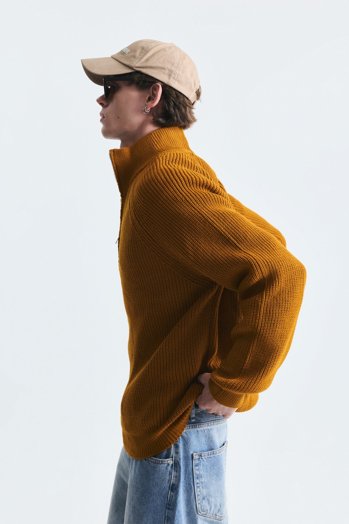 Zip-Up Stand-Up Collar Sweatshirt