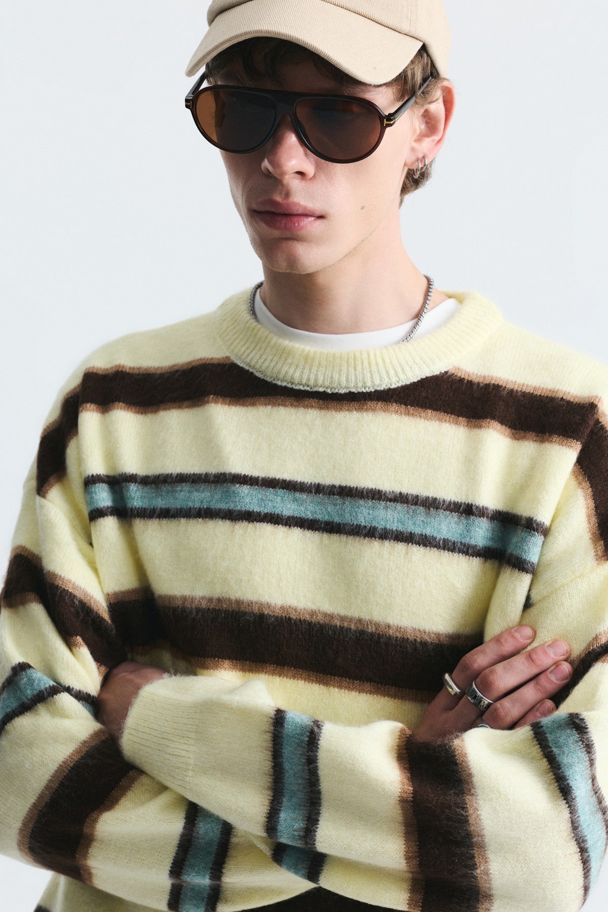 Relax Fit Striped Knit Sweater