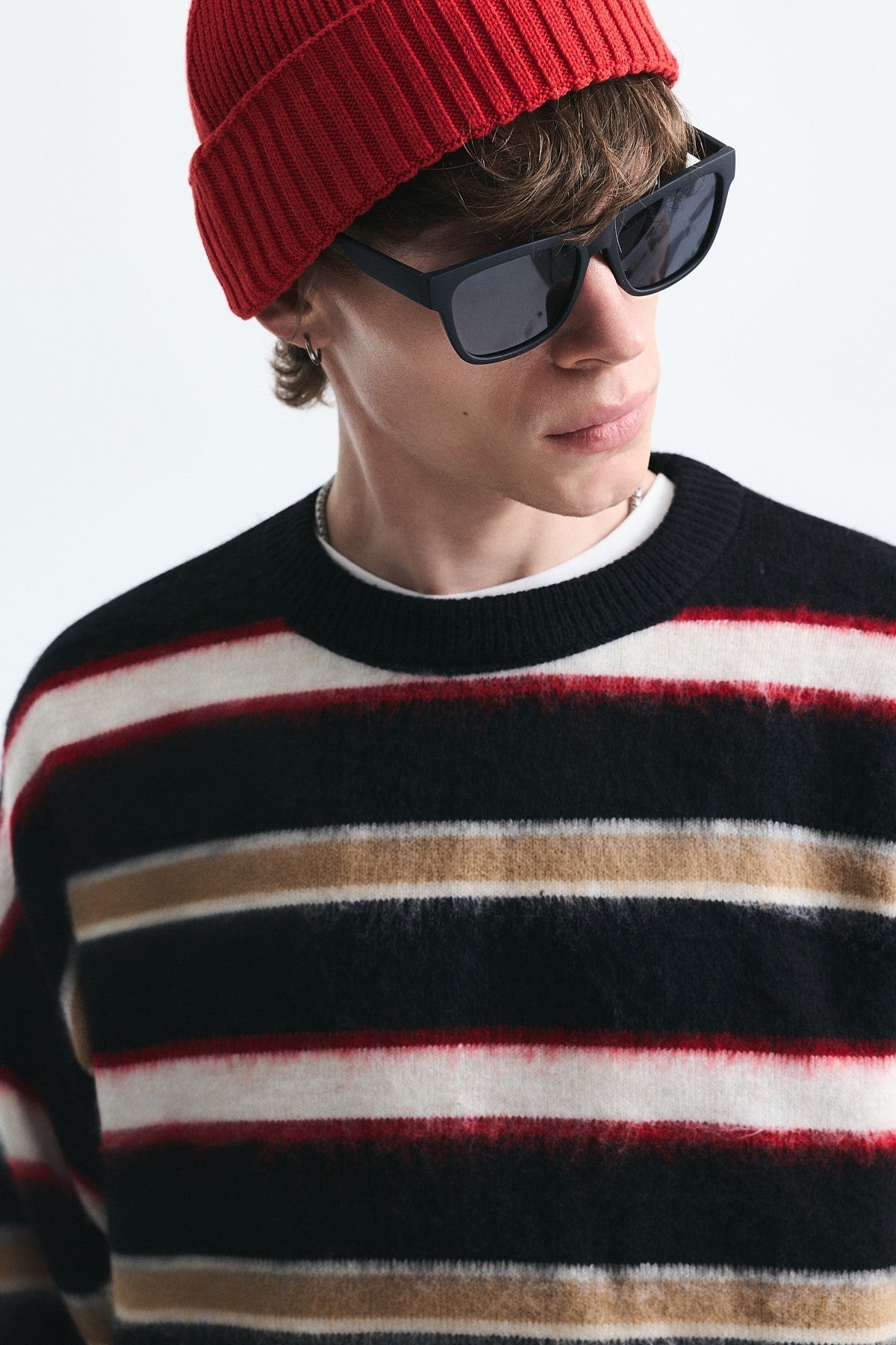 Relax Fit Striped Knit Sweater