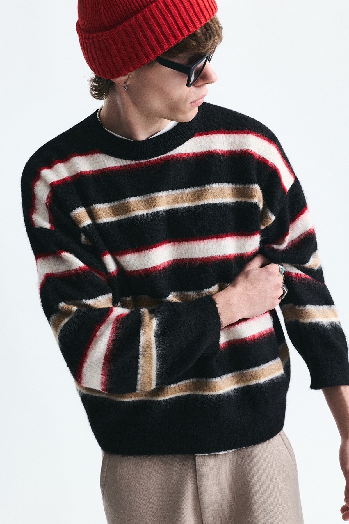 Relax Fit Striped Knit Sweater