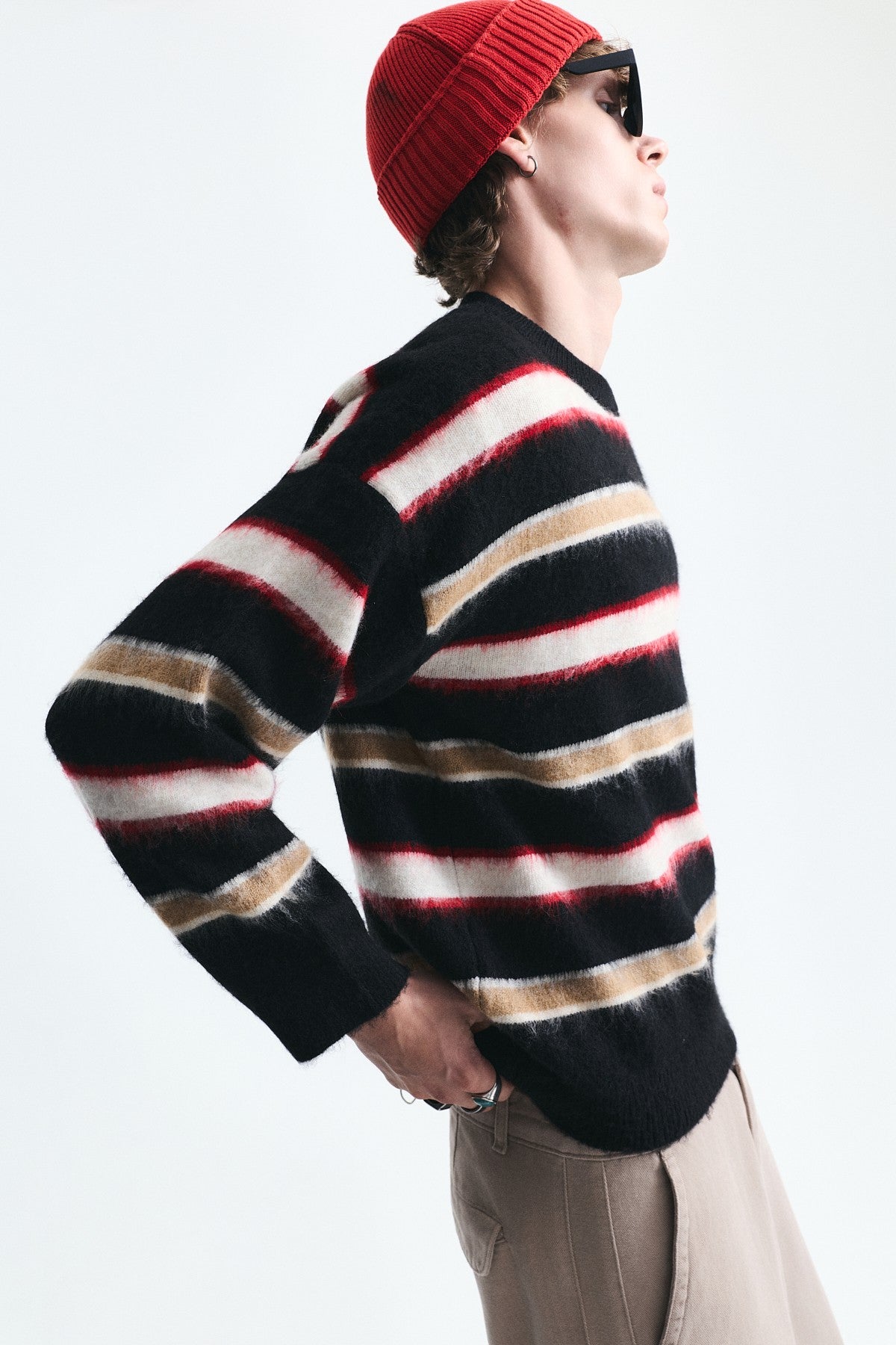 Relax Fit Striped Knit Sweater
