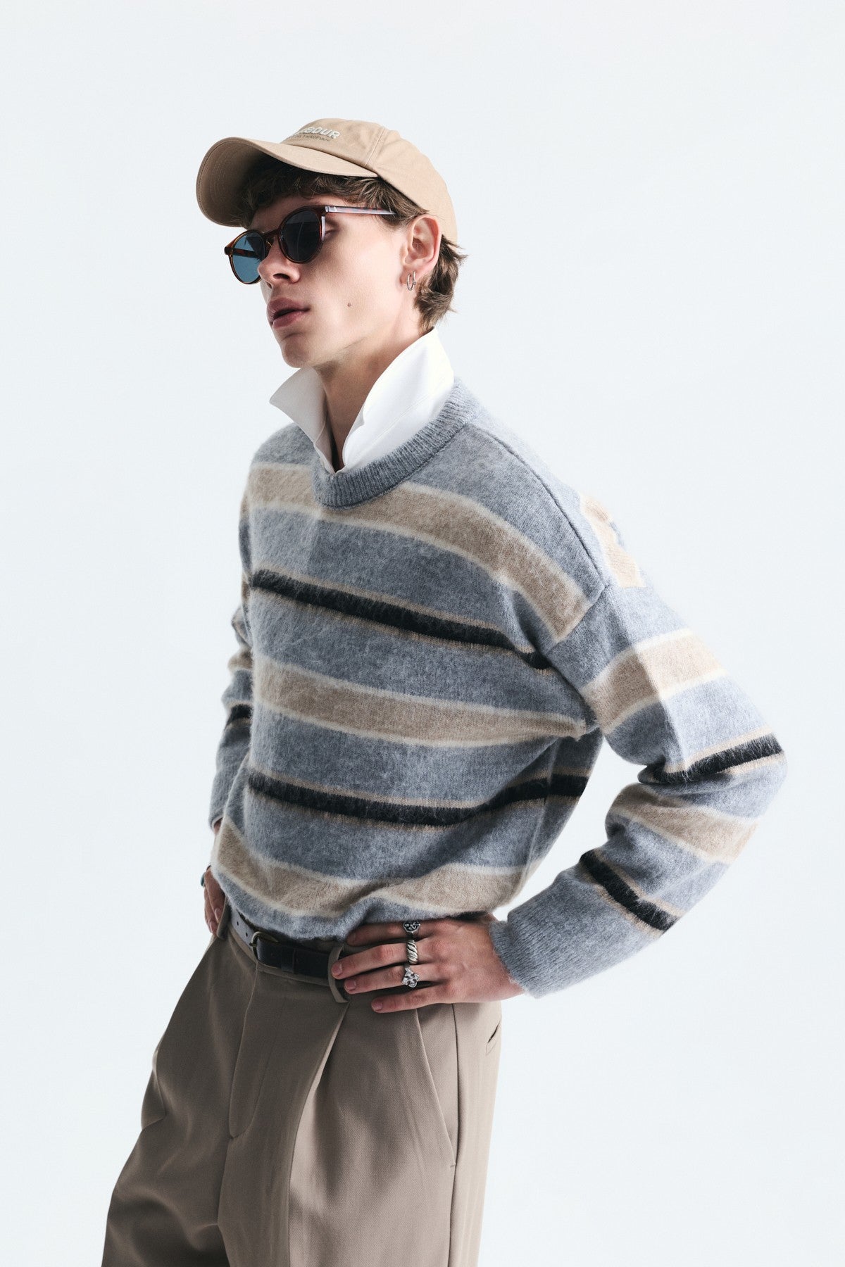Relax Fit Striped Knit Sweater