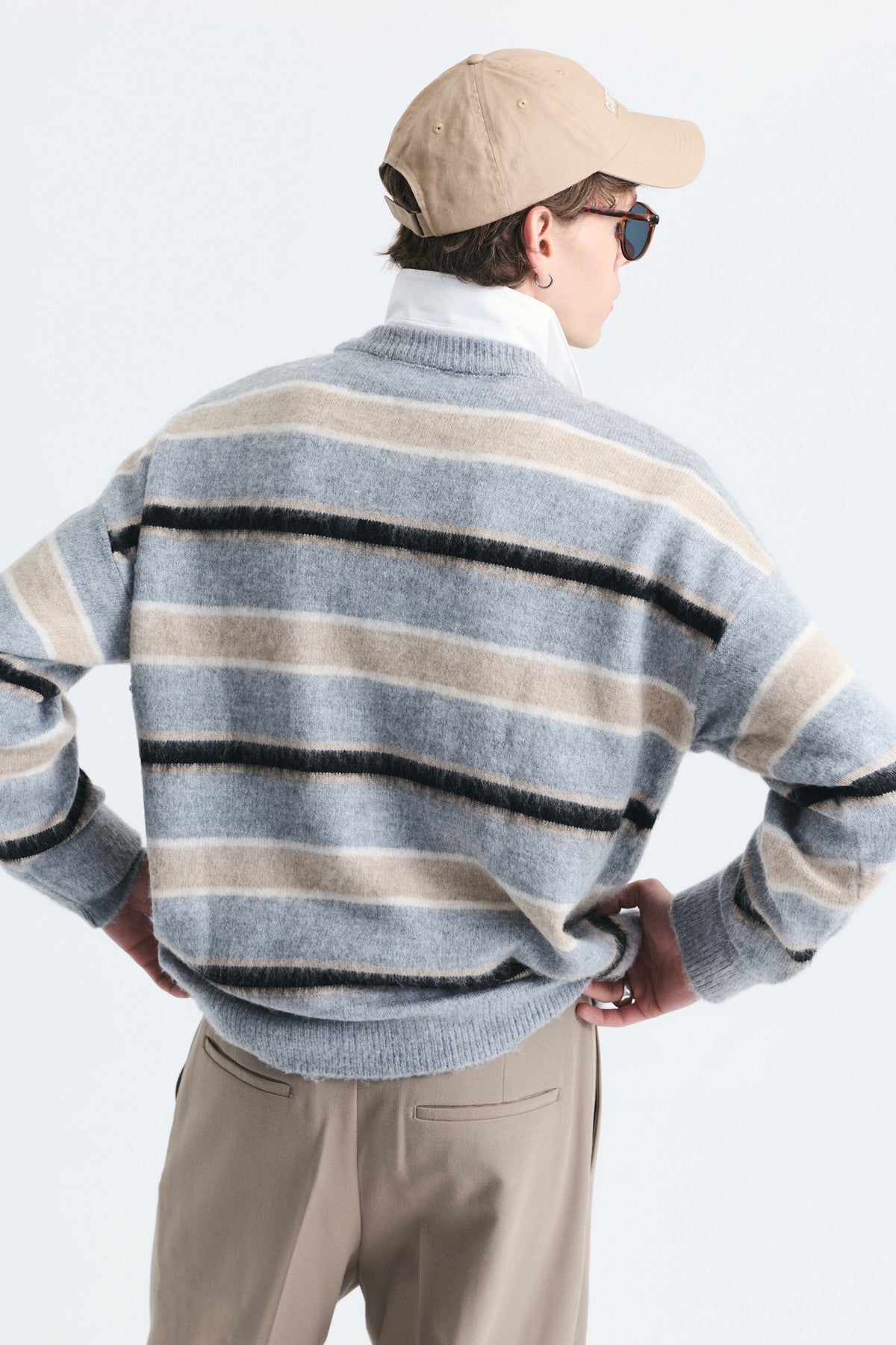 Relax Fit Striped Knit Sweater