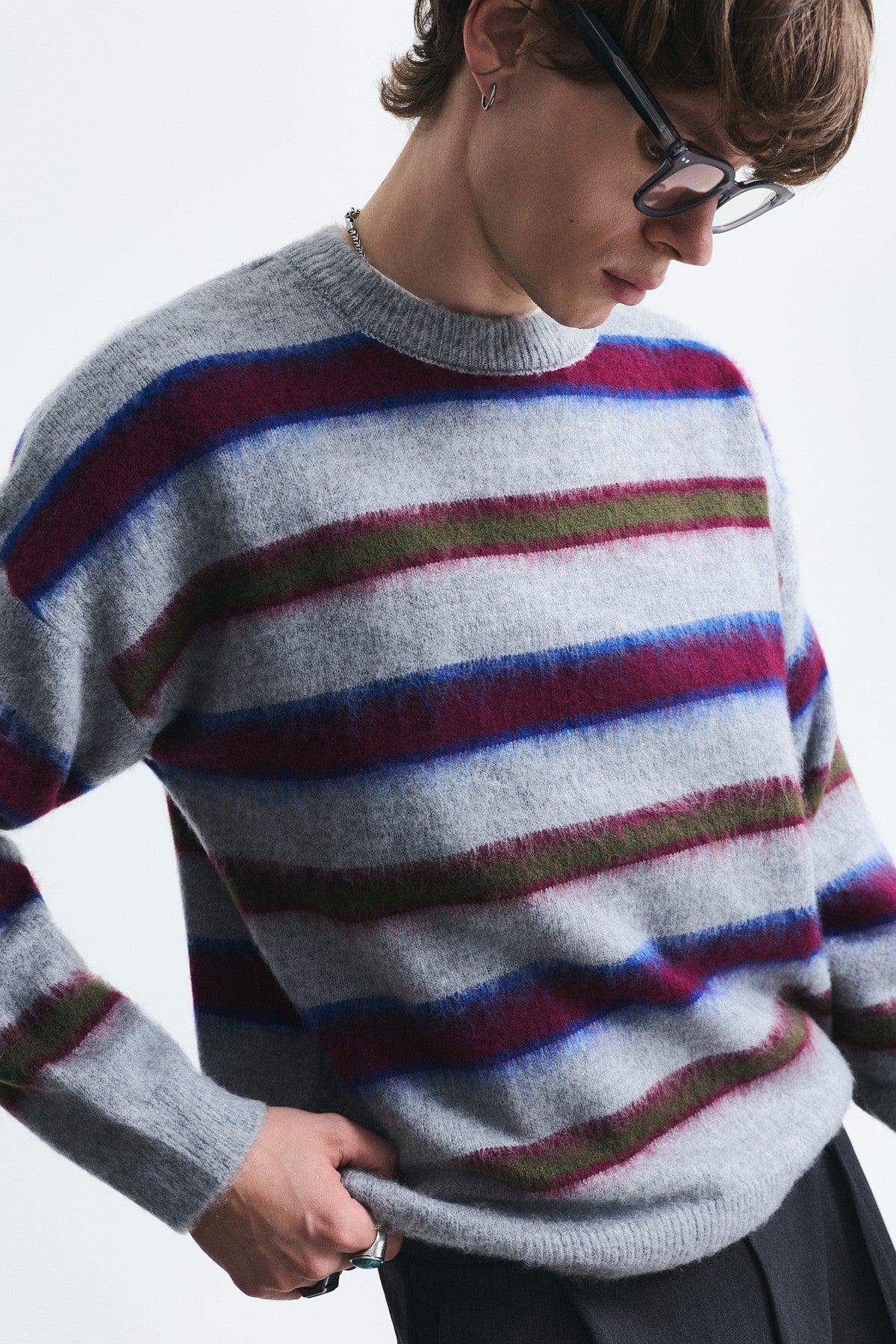 Relax Fit Striped Knit Sweater