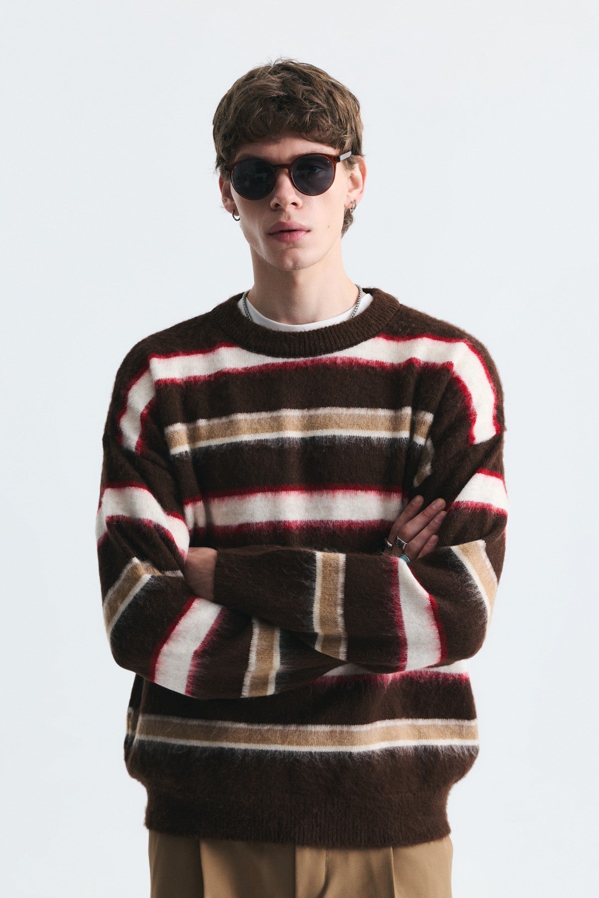 Relax Fit Striped Knit Sweater