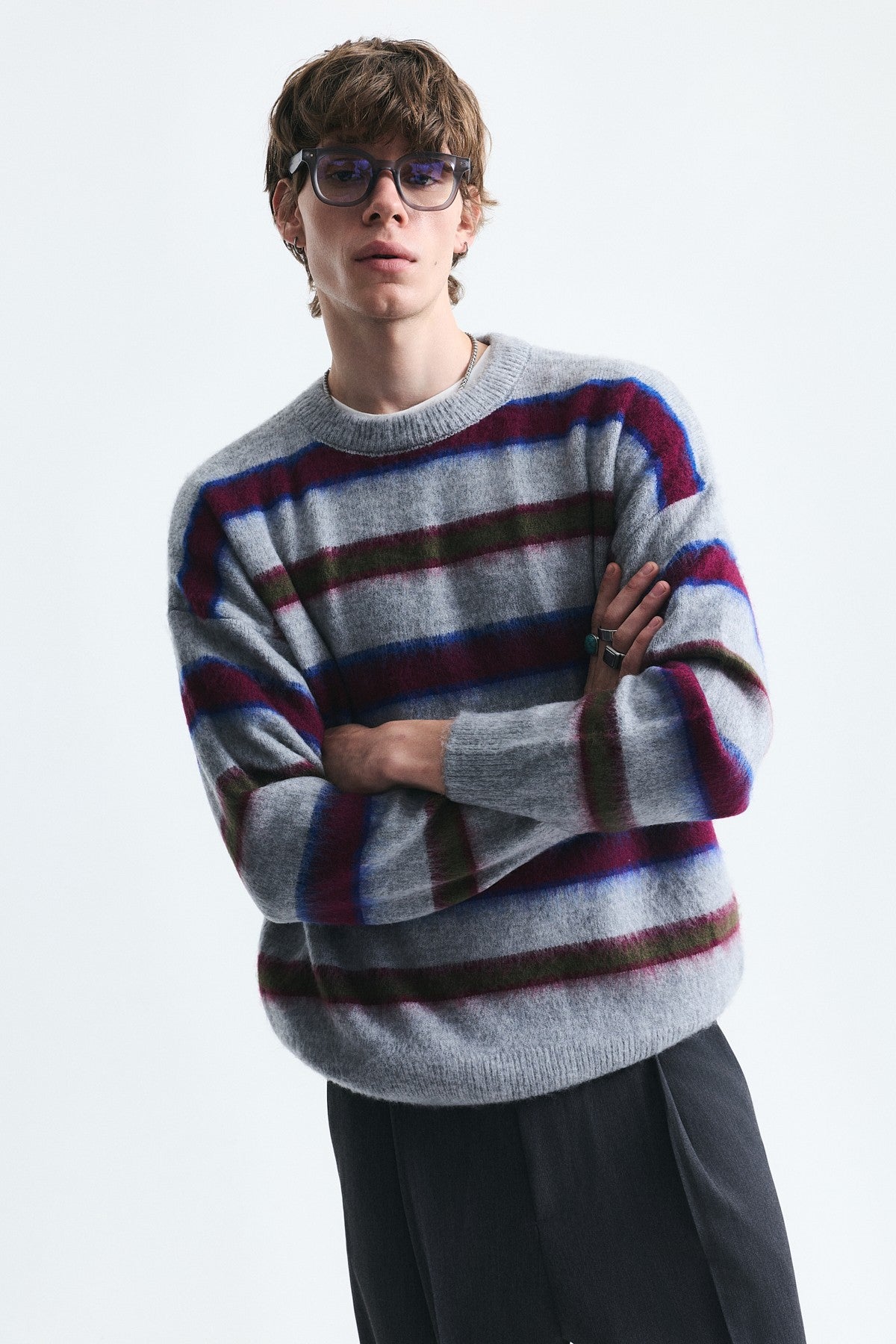 Relax Fit Striped Knit Sweater