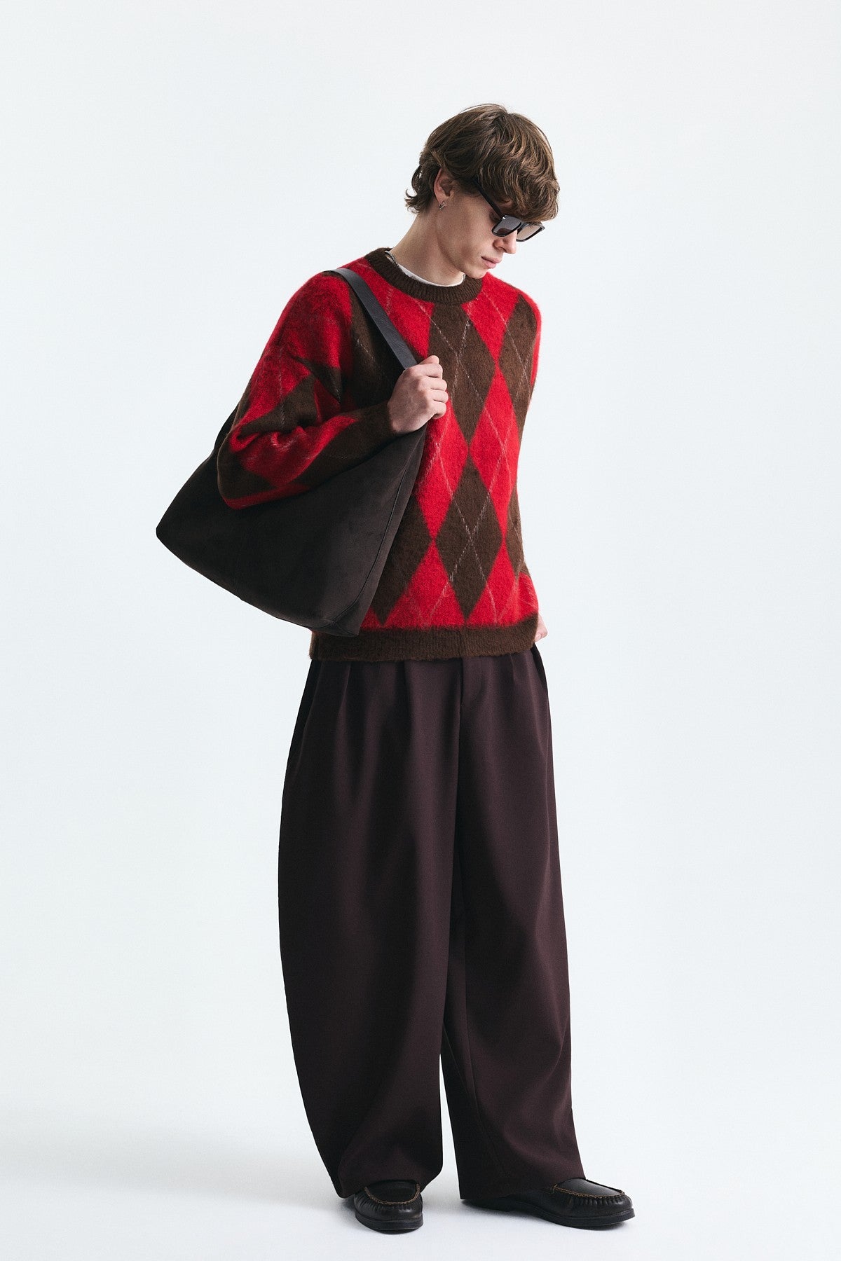 Relax Fit Baklava-Patterned Sweater