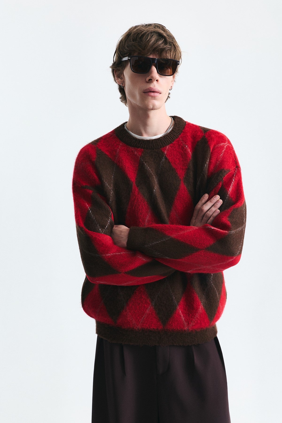 Relax Fit Baklava-Patterned Sweater