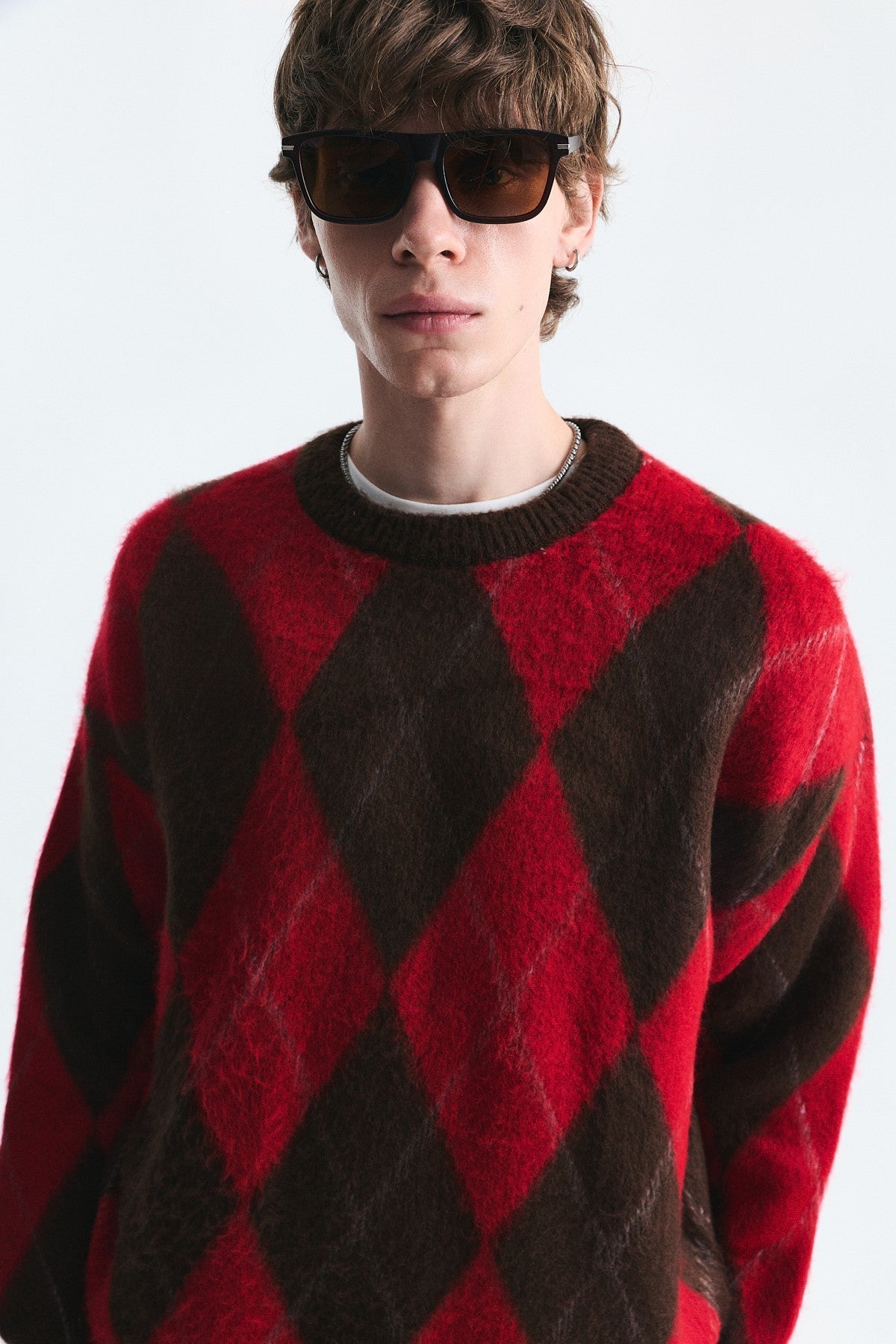 Relax Fit Baklava-Patterned Sweater