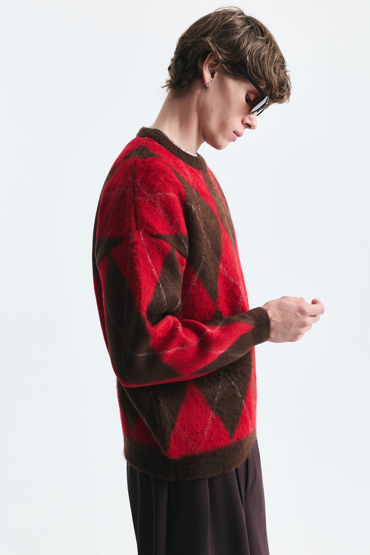 Relax Fit Baklava-Patterned Sweater
