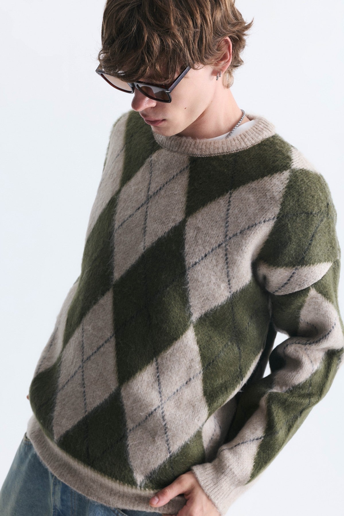Relax Fit Baklava-Patterned Sweater