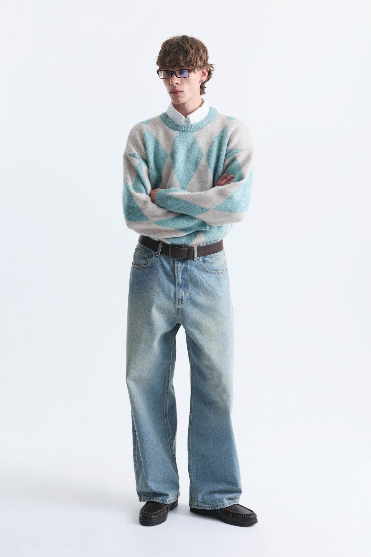 Relax Fit Baklava-Patterned Sweater