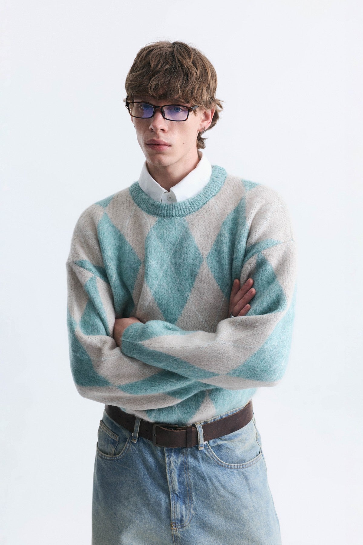 Relax Fit Baklava-Patterned Sweater