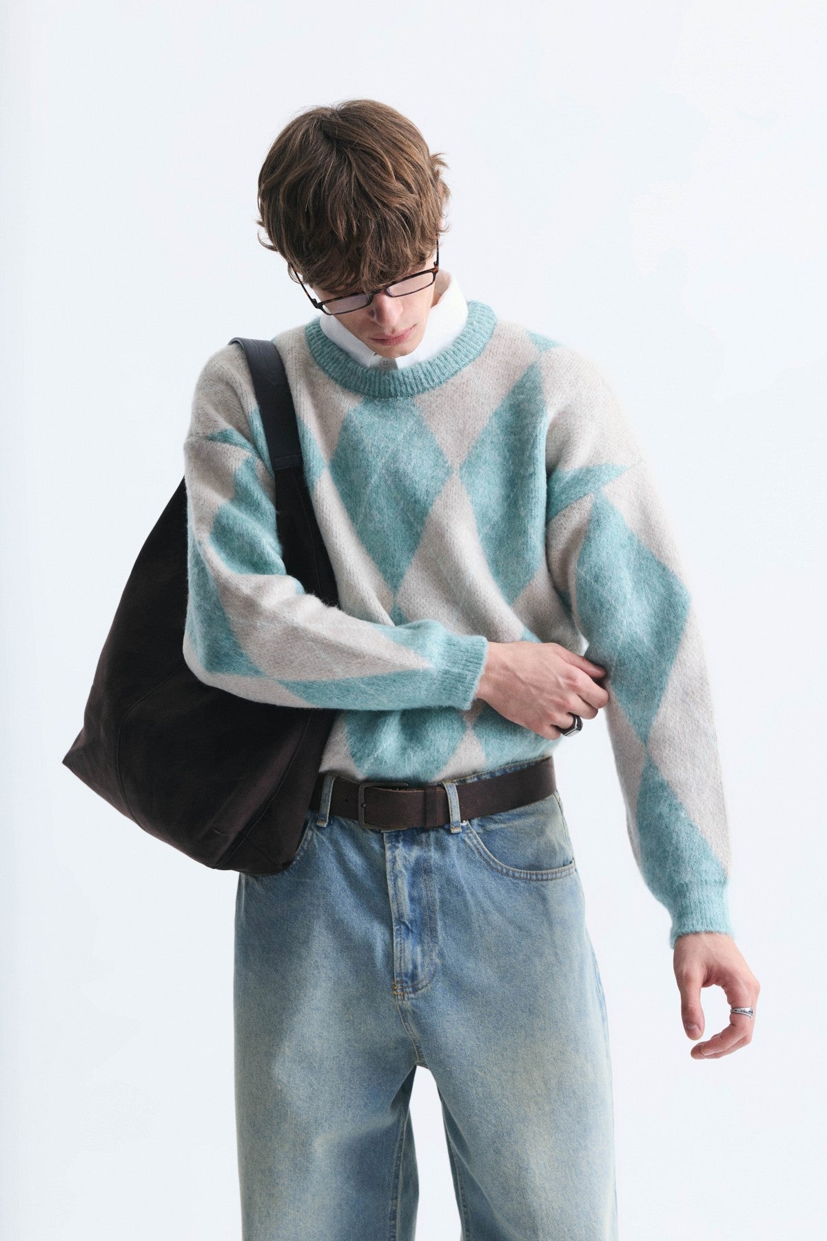Relax Fit Baklava-Patterned Sweater