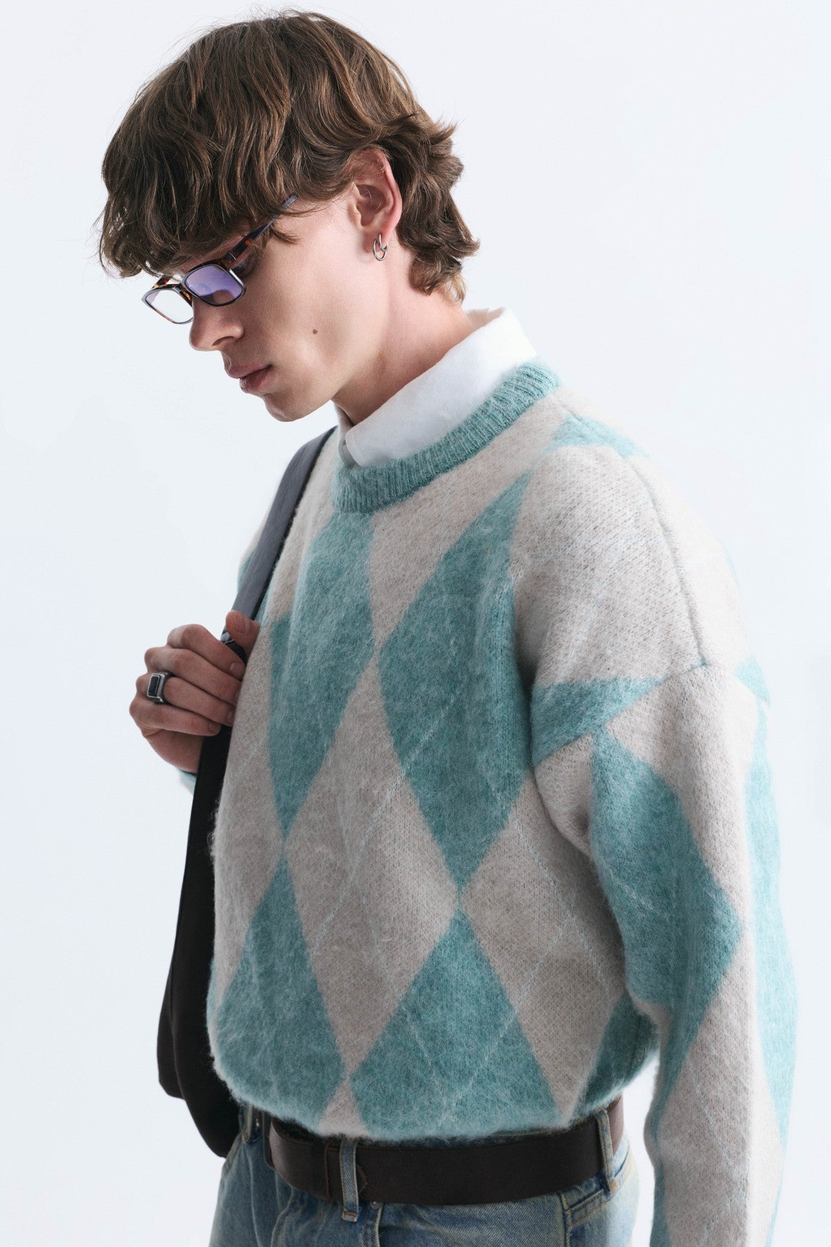 Relax Fit Baklava-Patterned Sweater