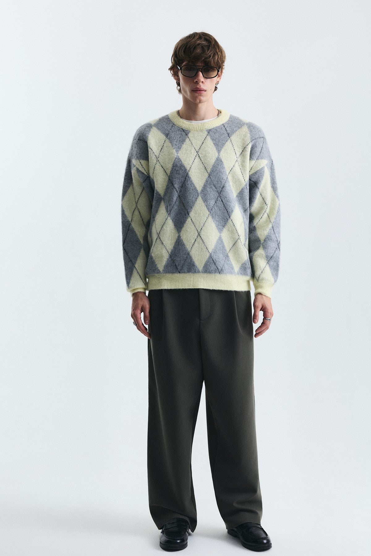 Relax Fit Baklava-Patterned Sweater