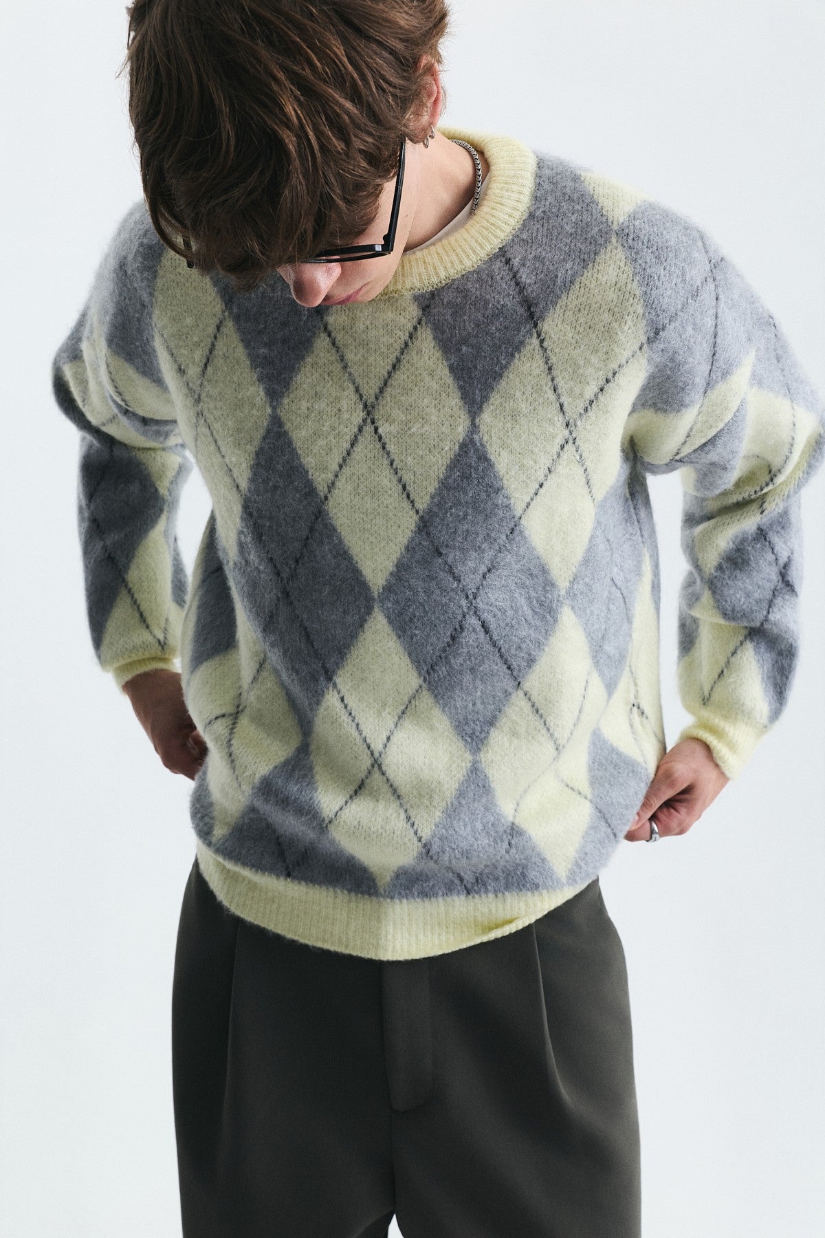 Relax Fit Baklava-Patterned Sweater