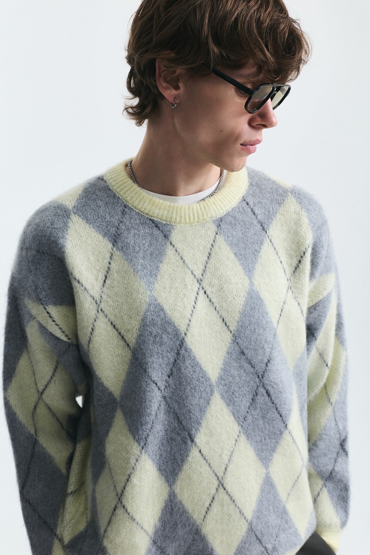 Relax Fit Baklava-Patterned Sweater