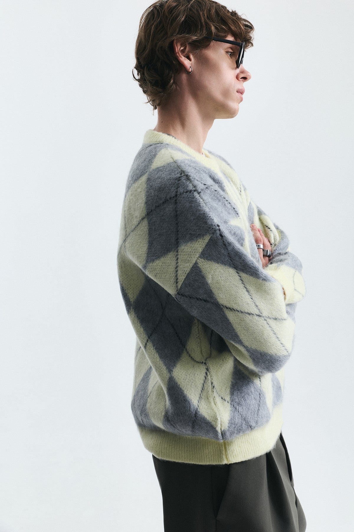 Relax Fit Baklava-Patterned Sweater