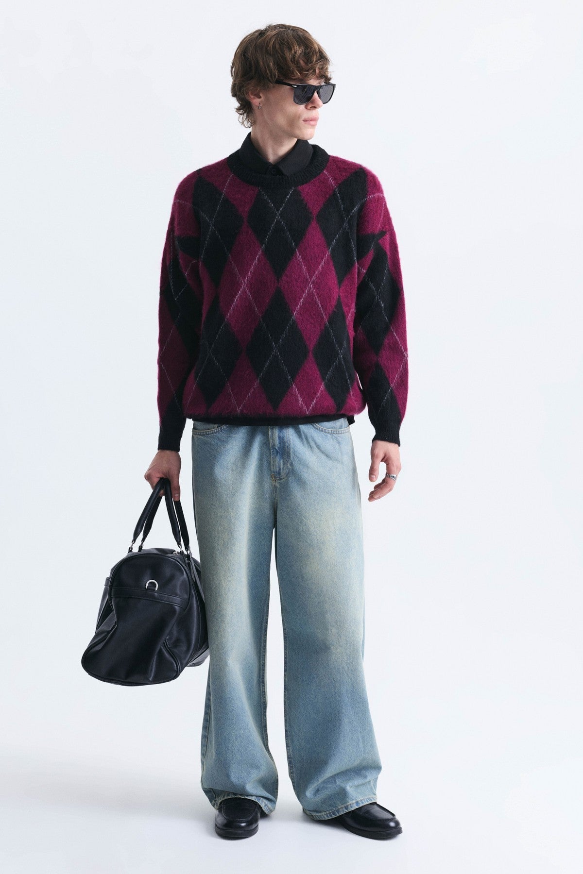 Relax Fit Baklava-Patterned Sweater