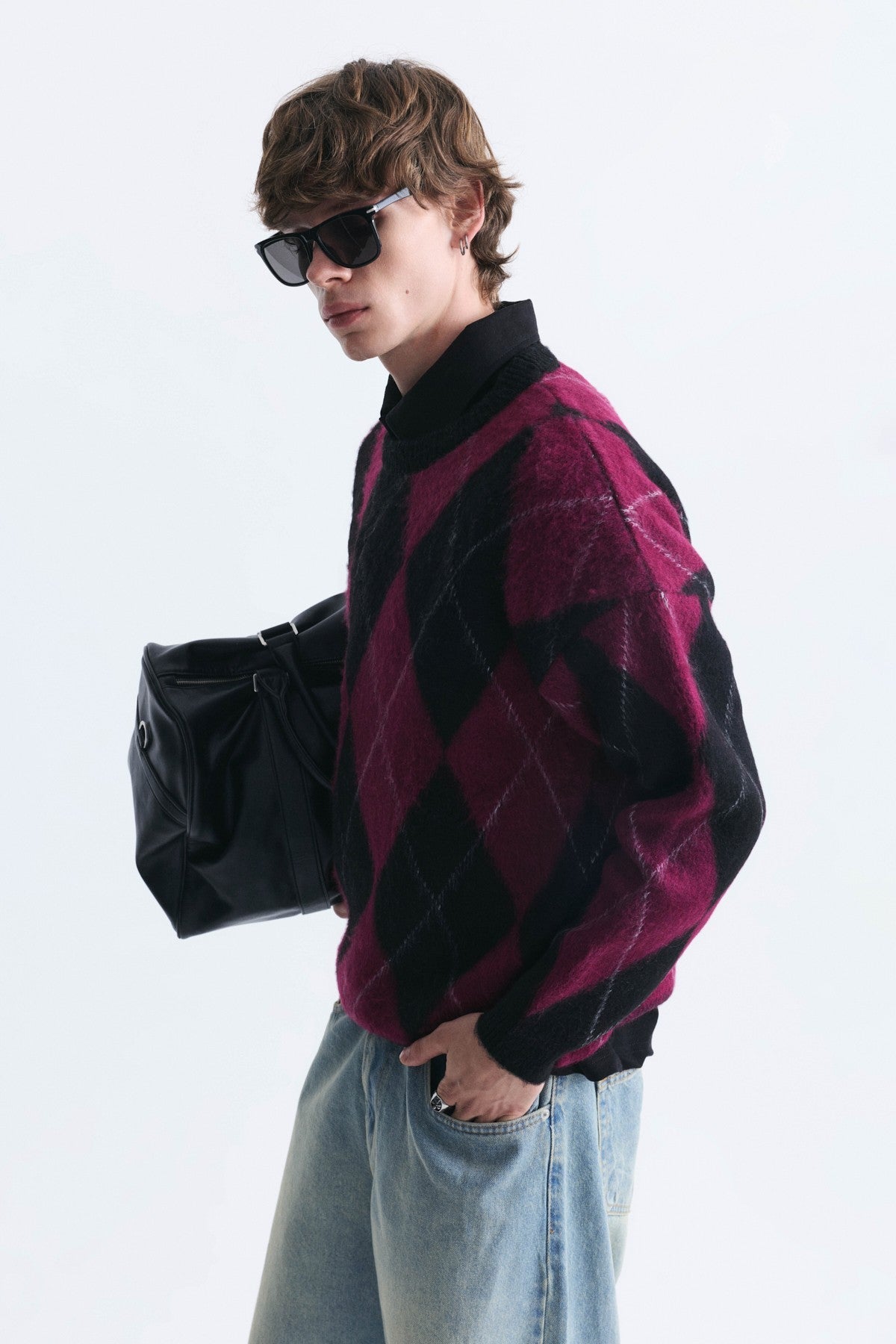 Relax Fit Baklava-Patterned Sweater