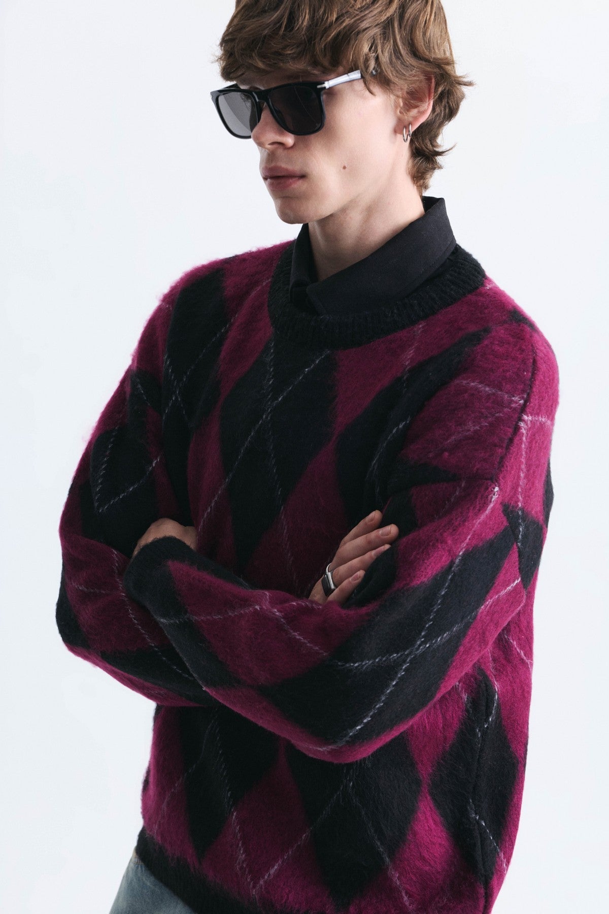 Relax Fit Baklava-Patterned Sweater