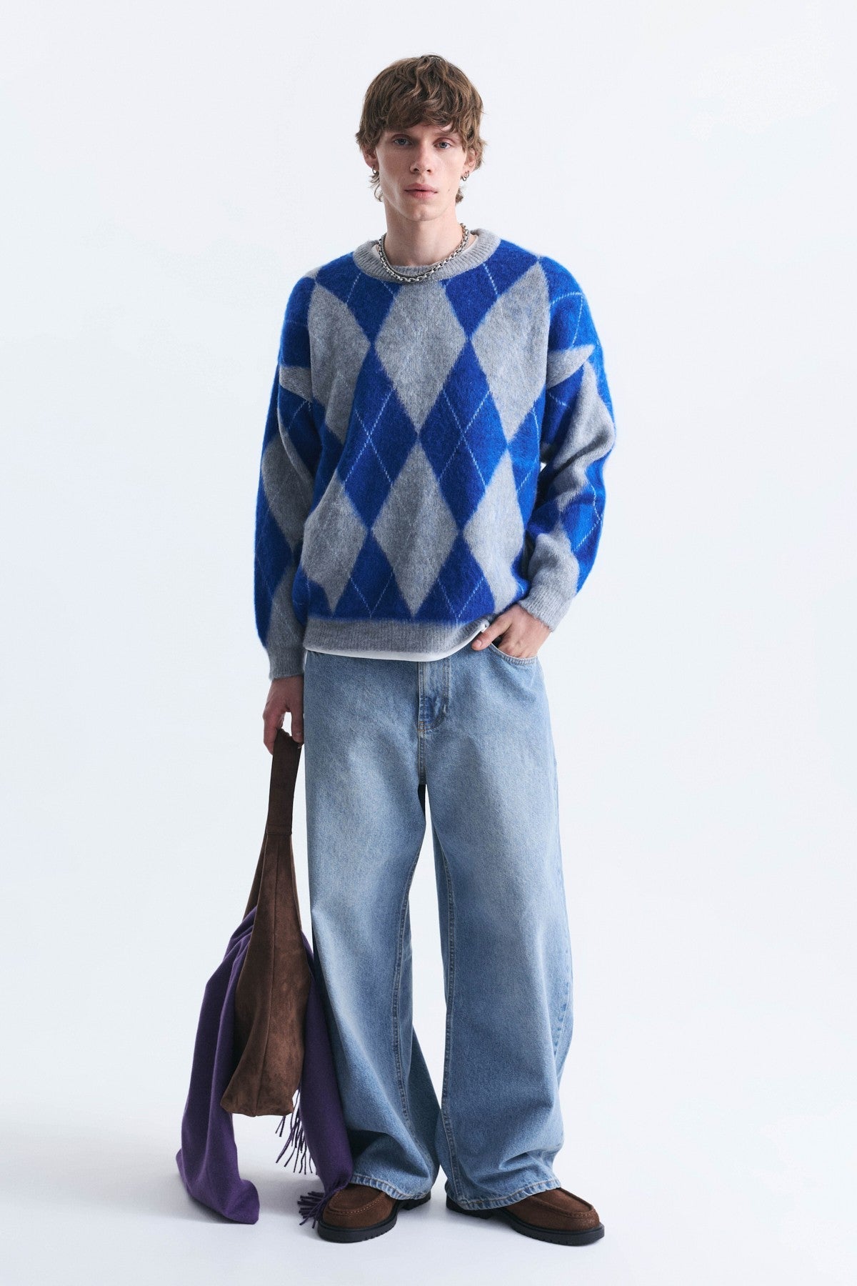 Relax Fit Baklava-Patterned Sweater