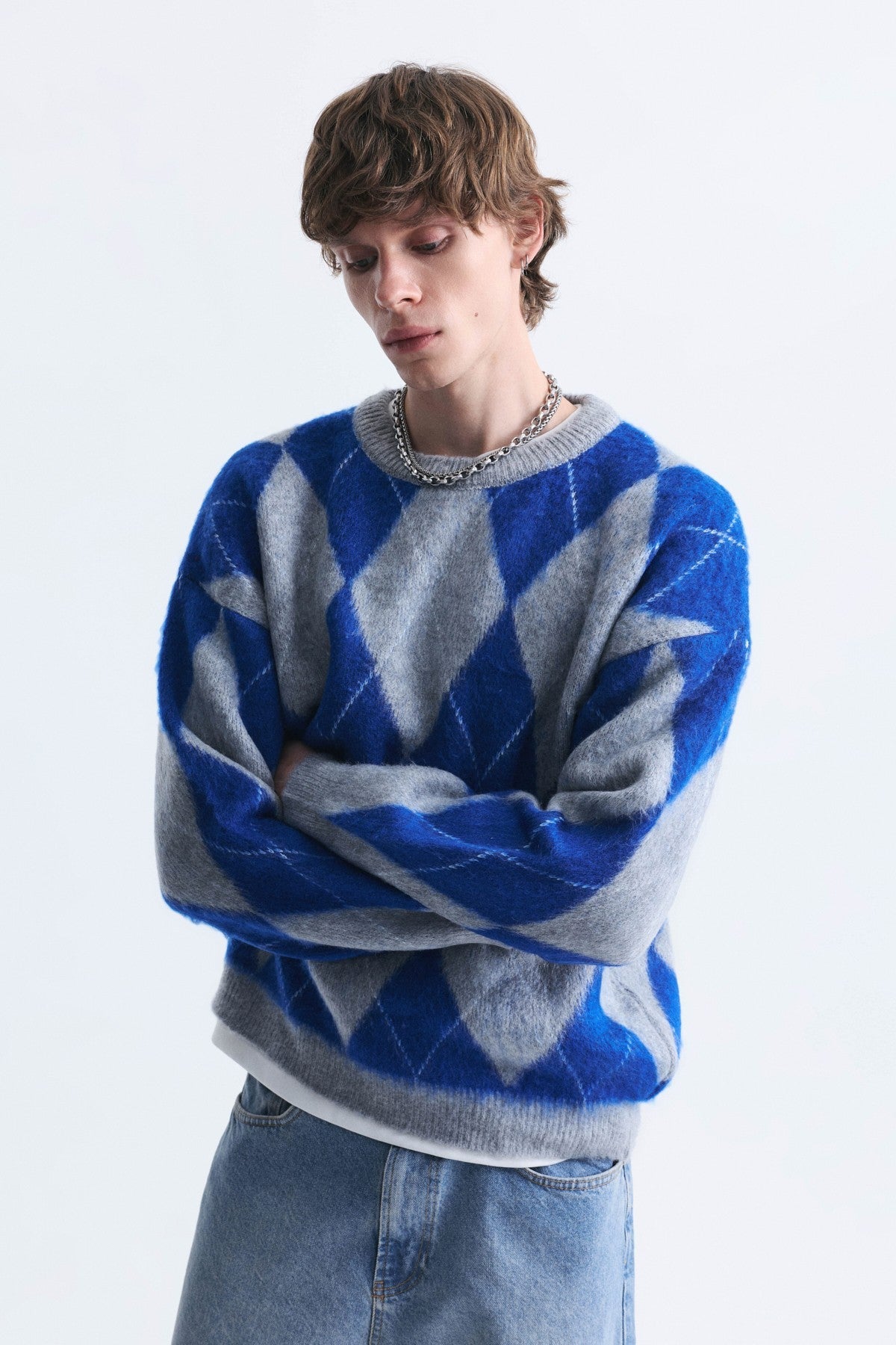 Relax Fit Baklava-Patterned Sweater