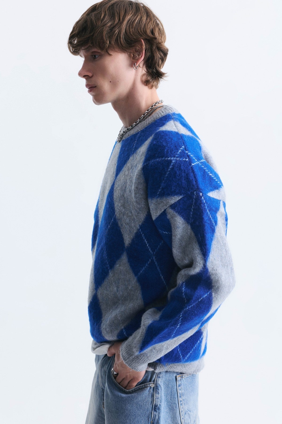 Relax Fit Baklava-Patterned Sweater