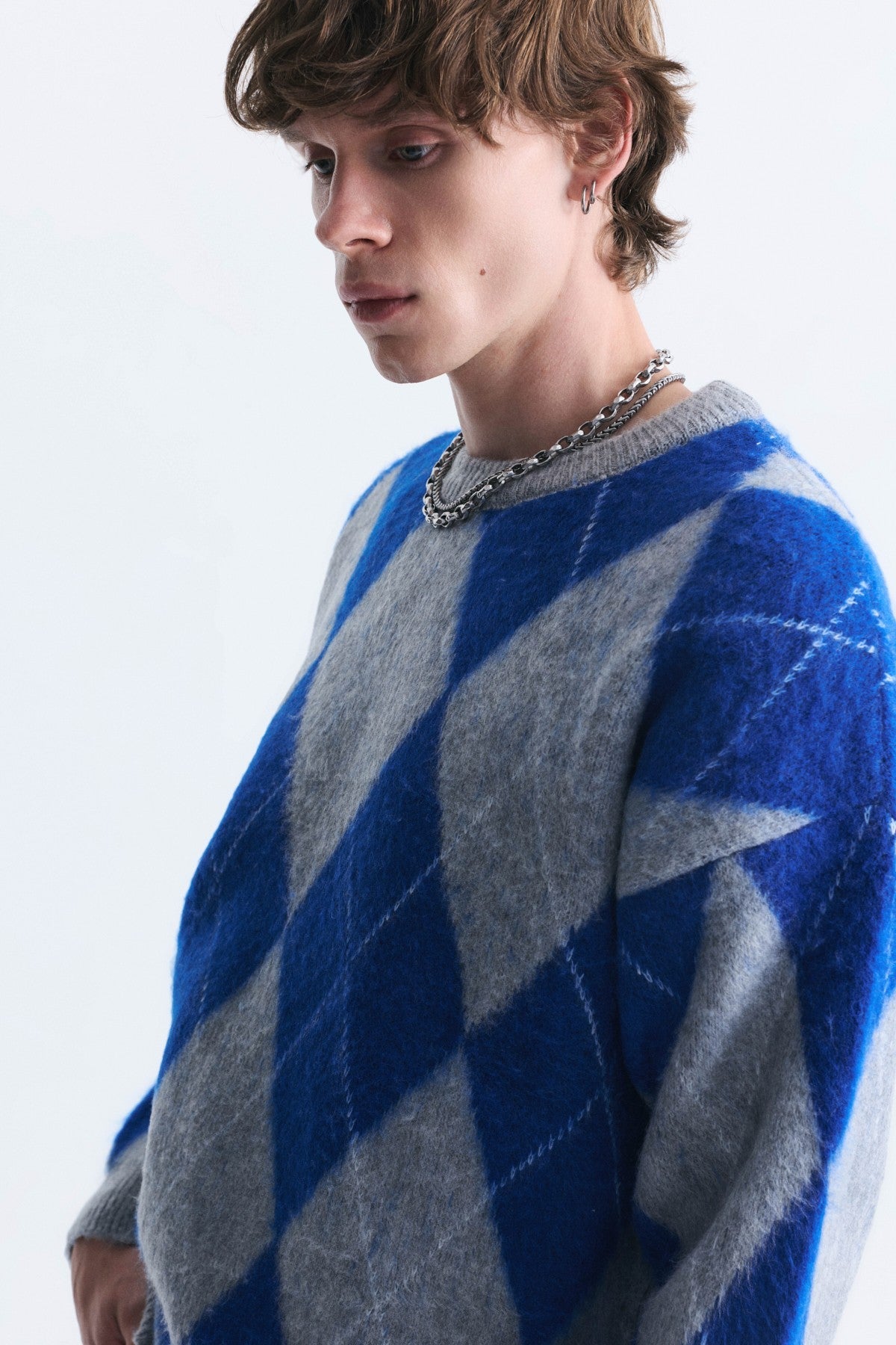 Relax Fit Baklava-Patterned Sweater