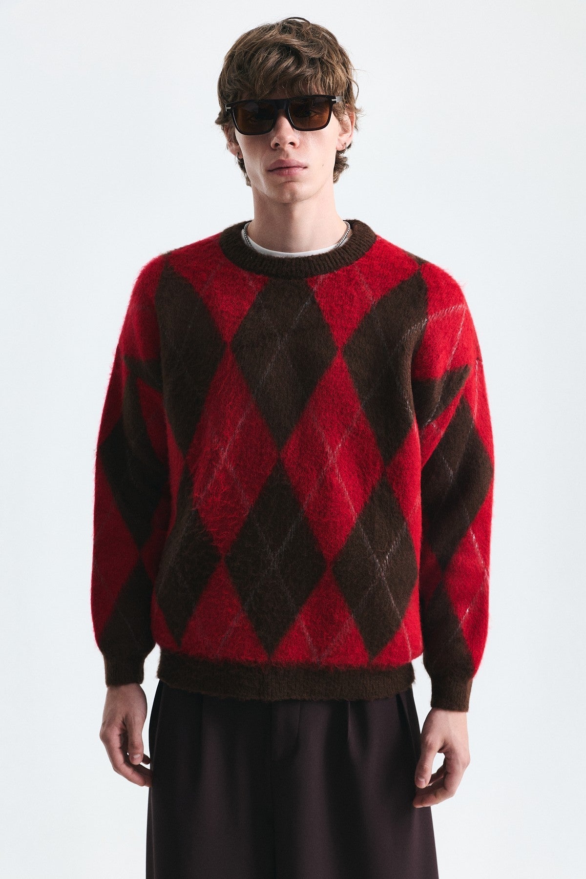 Relax Fit Baklava-Patterned Sweater