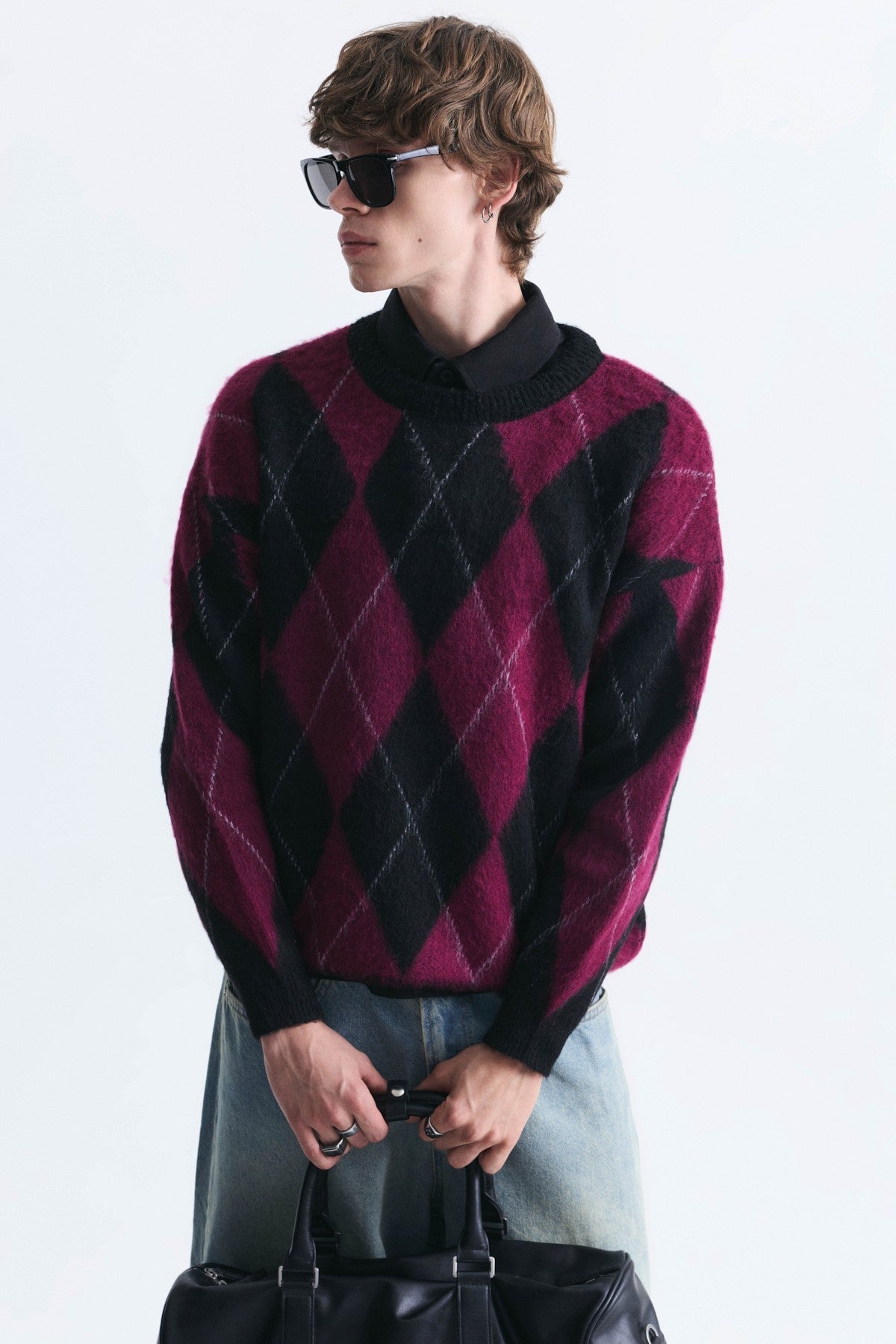 Relax Fit Baklava-Patterned Sweater