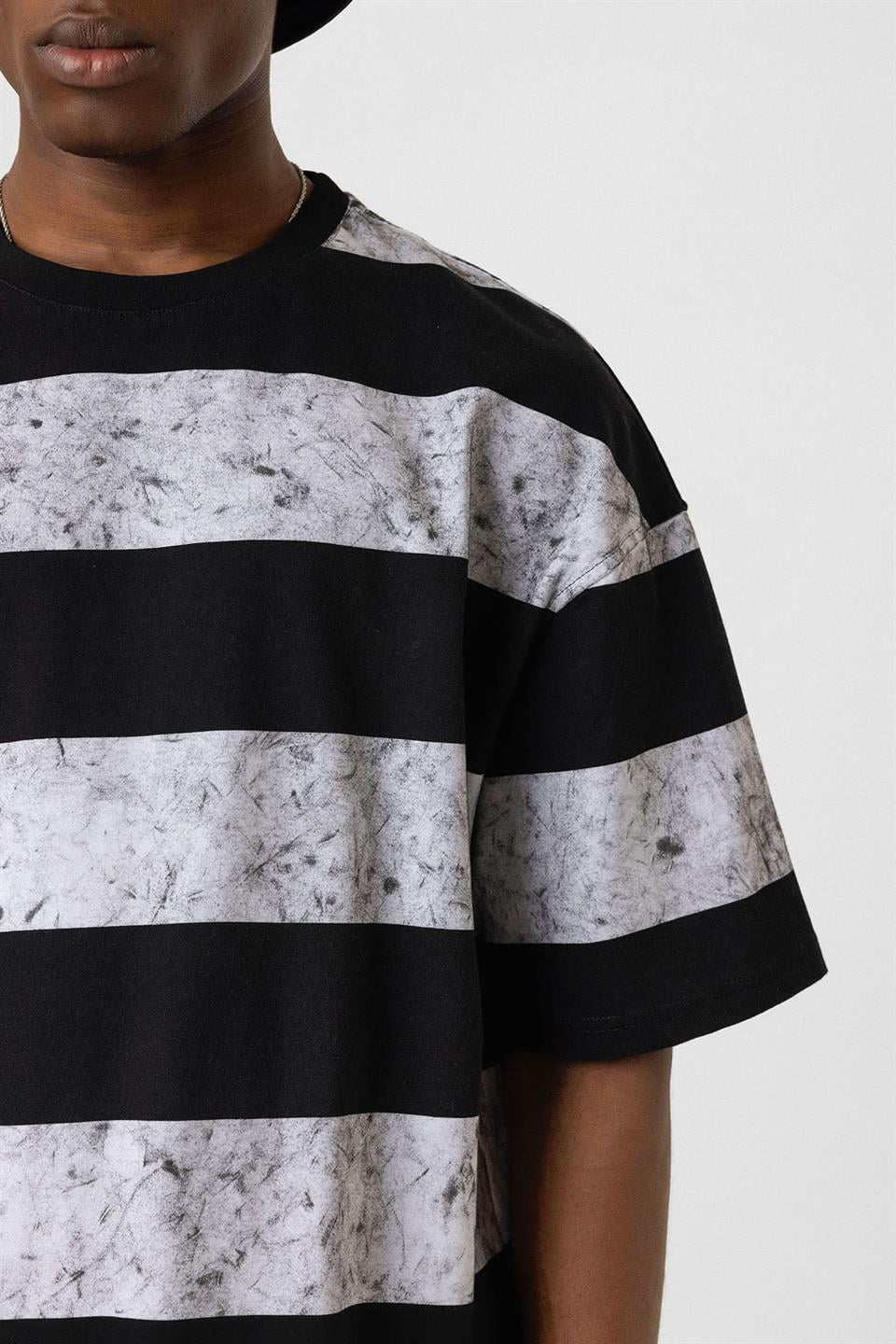 Oversized T-Shirt with Washed Stripes