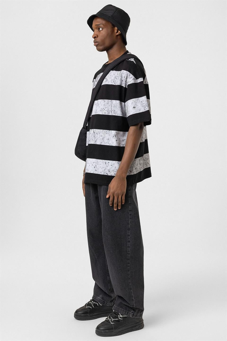 Oversized T-Shirt with Washed Stripes