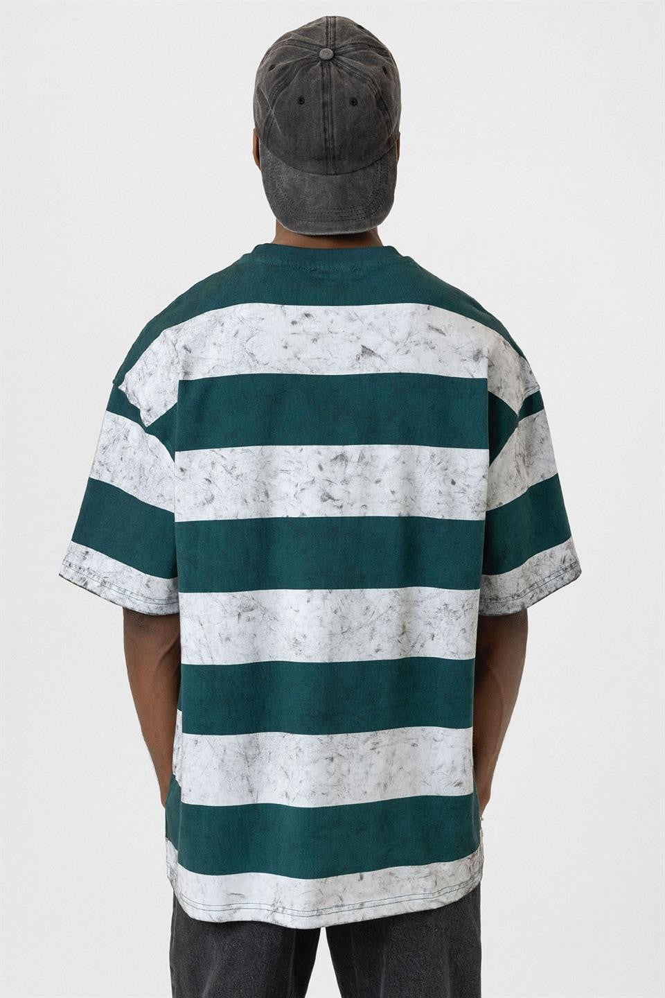 Oversized T-Shirt with Washed Stripes