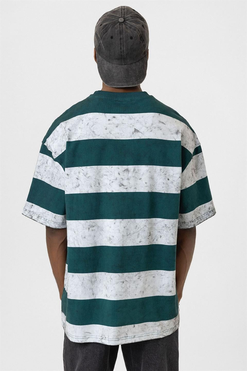 Oversized T-Shirt with Washed Stripes