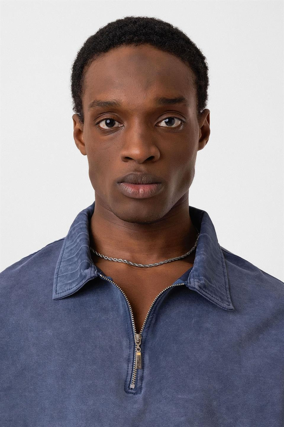 Oversized Washed Polo-Neck T-Shirt