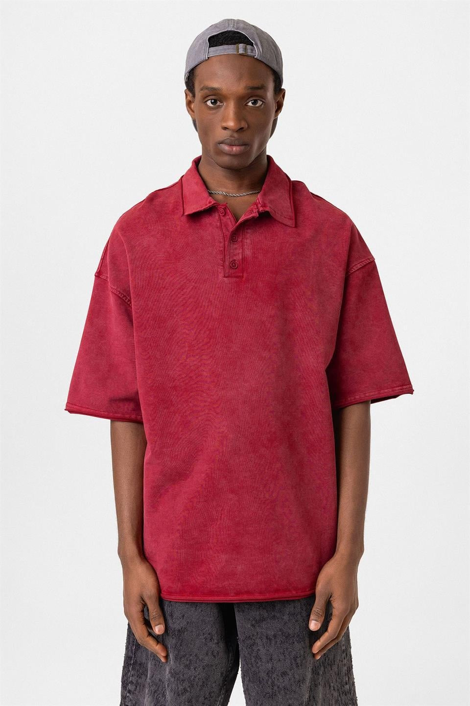 Oversized Polo-Neck T-Shirt (Machine Washable)
