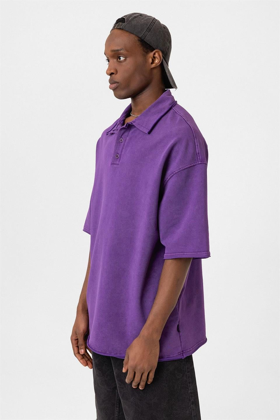 Oversized Polo-Neck T-Shirt (Machine Washable)