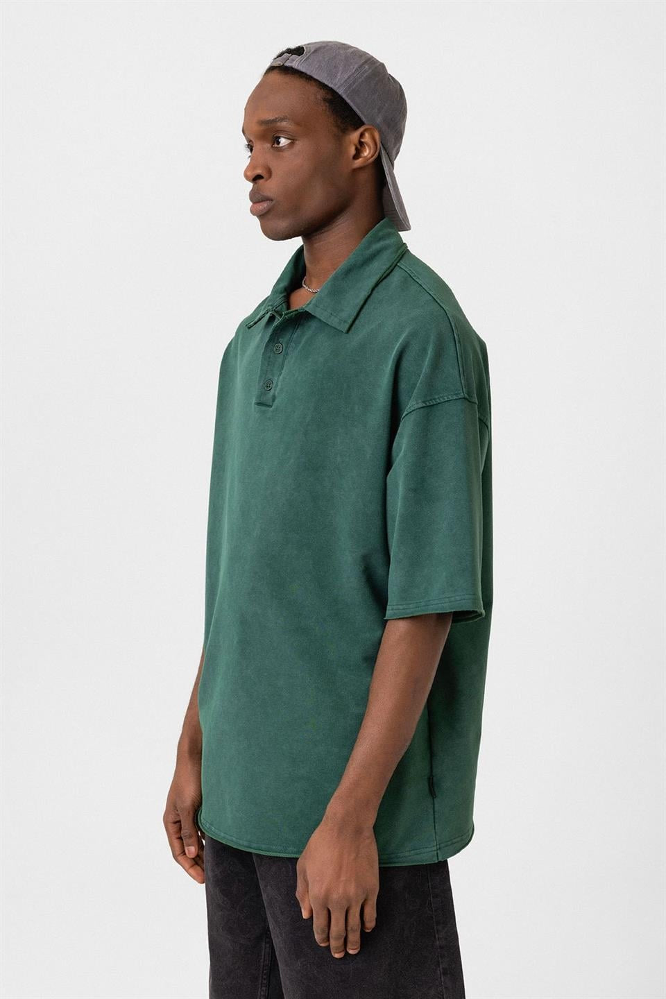 Oversized Polo-Neck T-Shirt (Machine Washable)