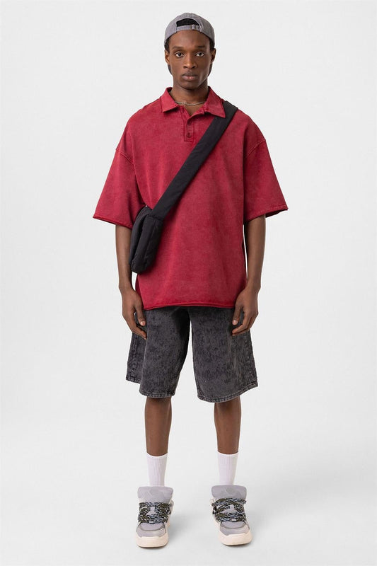 Oversized Polo-Neck T-Shirt (Machine Washable)